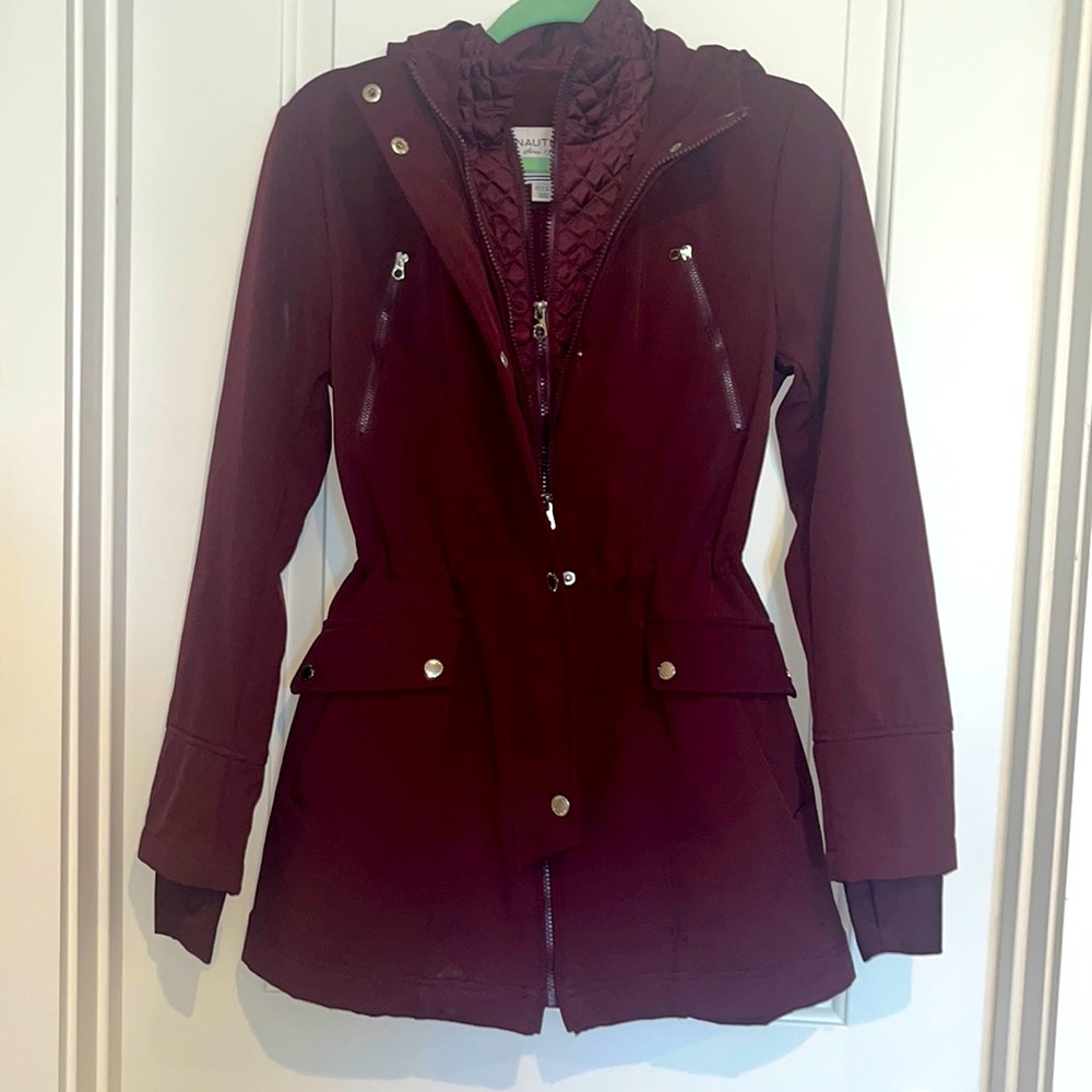 Burgundy/Maroon Raincoat with built in vest